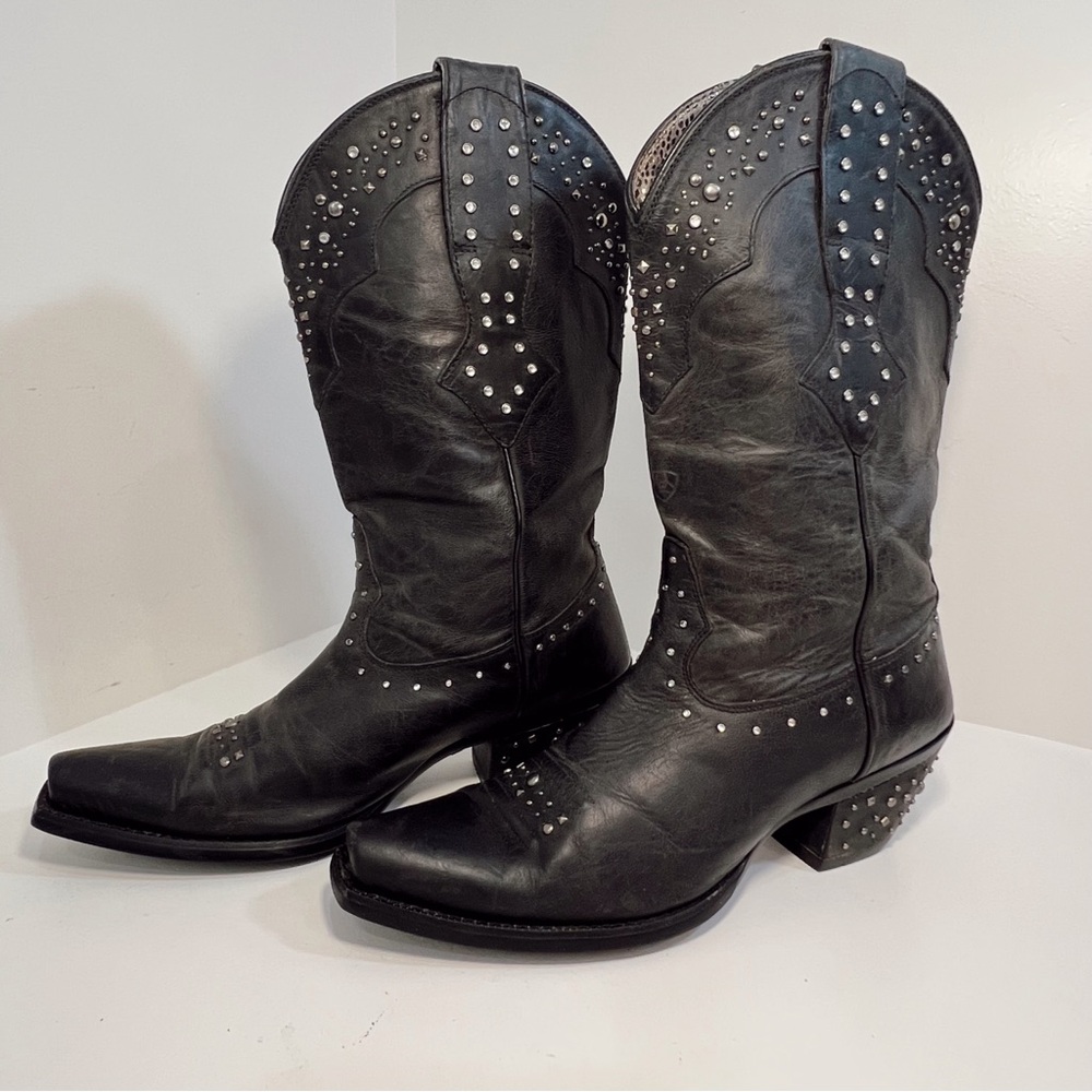 Ariat Sassy Black Leather Rhinestone Western Boot - Picture 2 of 15